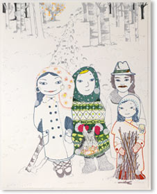 Woodland Walk - felt tip/foil print